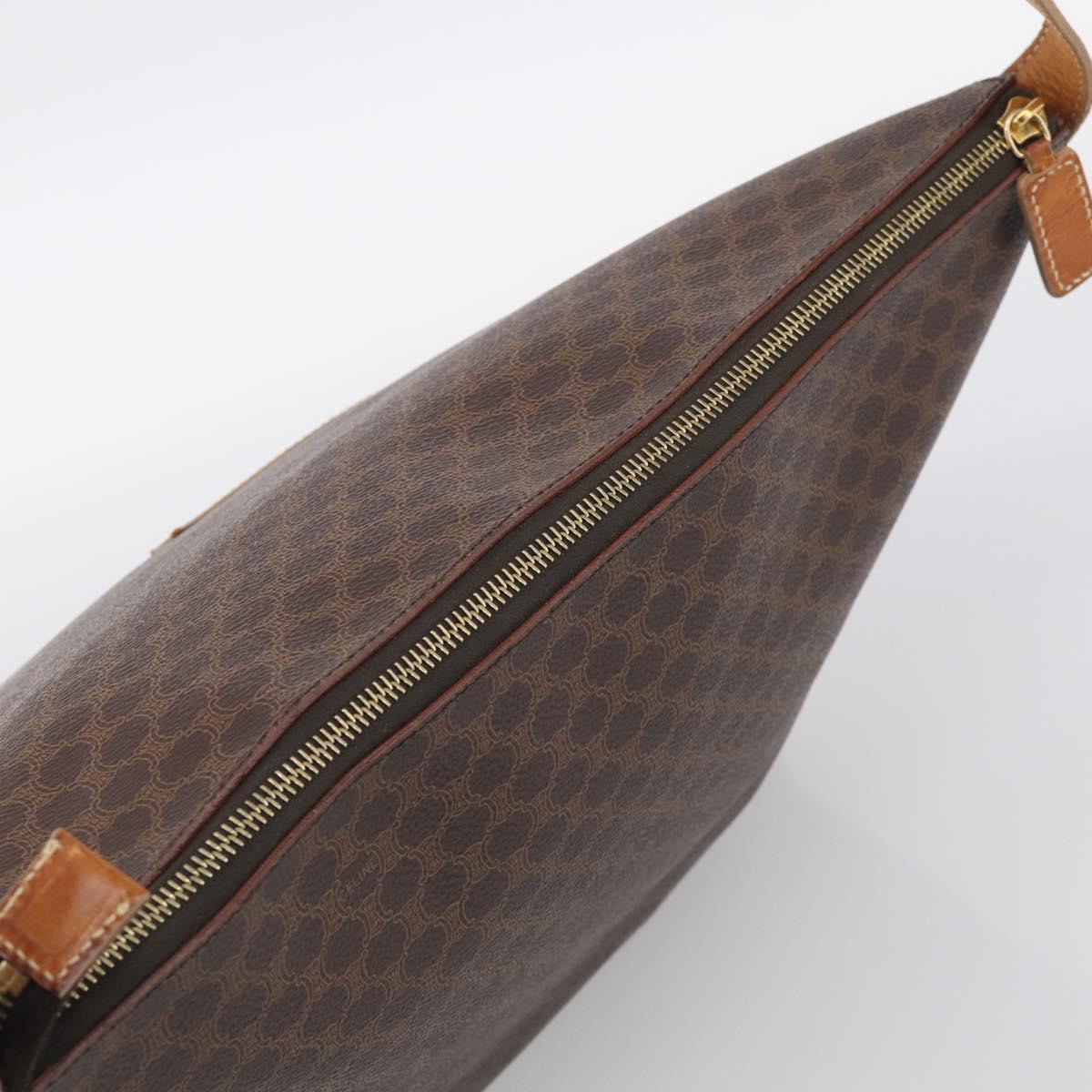CELINE Macadam Canvas Shoulder Bag PVC Leather Brown Gold Auth ka6930