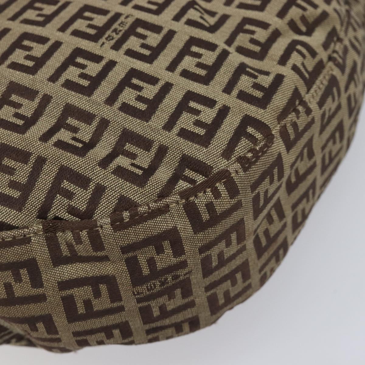 FENDI Zucchino Canvas Shoulder Bag Beige Gold 8BR552 Auth ka6934A