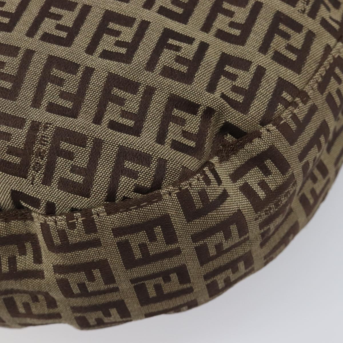 FENDI Zucchino Canvas Shoulder Bag Beige Gold 8BR552 Auth ka6934A
