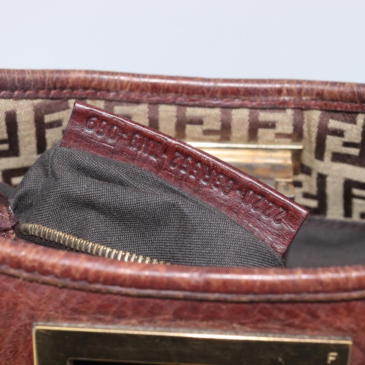 FENDI Zucchino Canvas Shoulder Bag Beige Gold 8BR552 Auth ka6934A