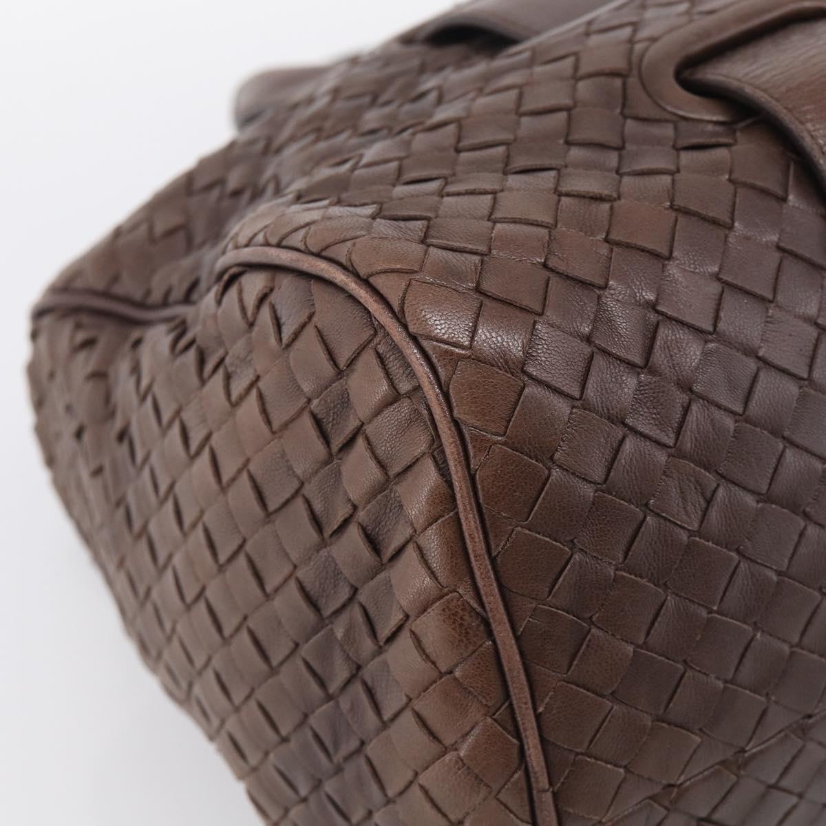 Bottega Veneta INTRECCIATO Hand Bag Leather Brown Gold 115659 Auth ka6935A