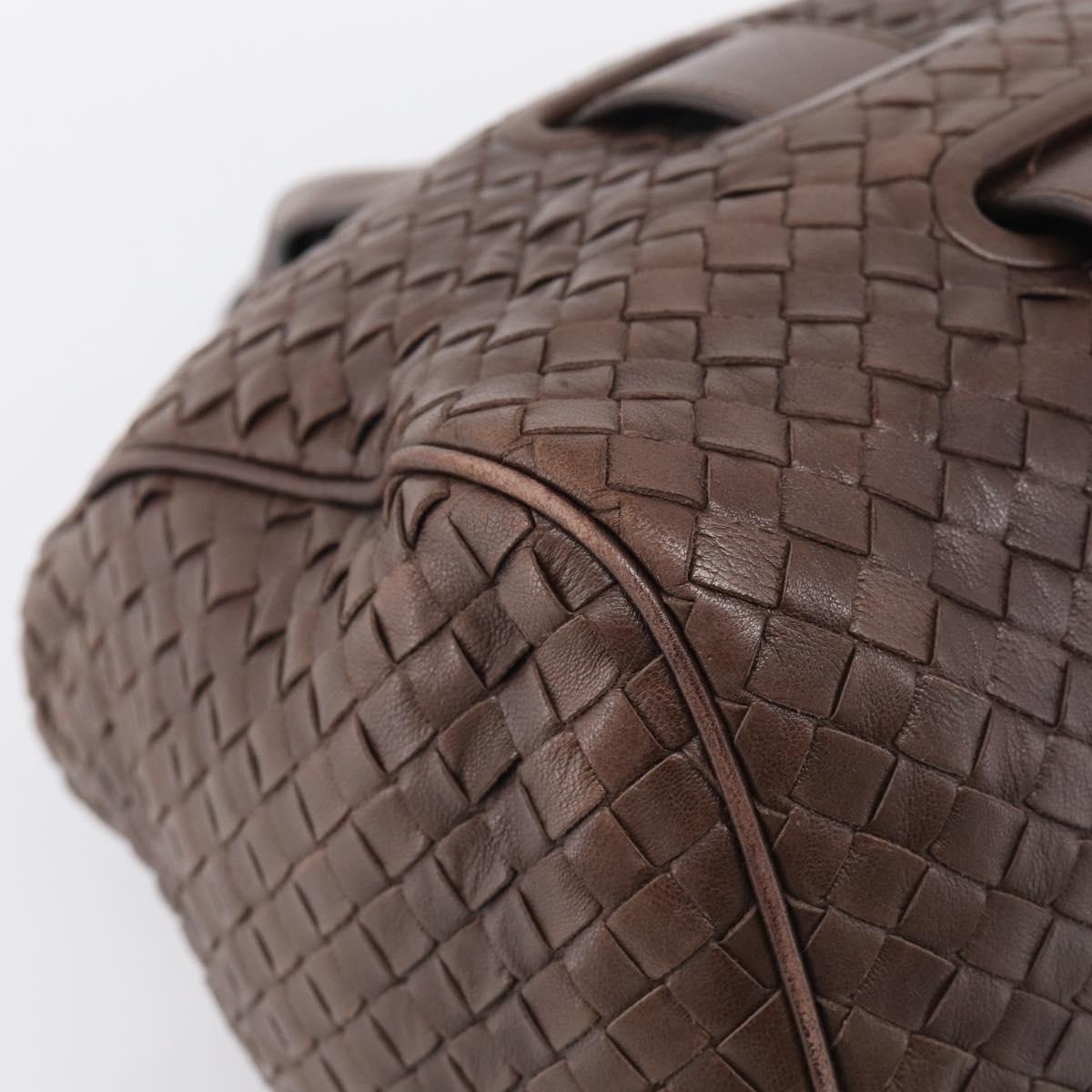 Bottega Veneta INTRECCIATO Hand Bag Leather Brown Gold 115659 Auth ka6935A