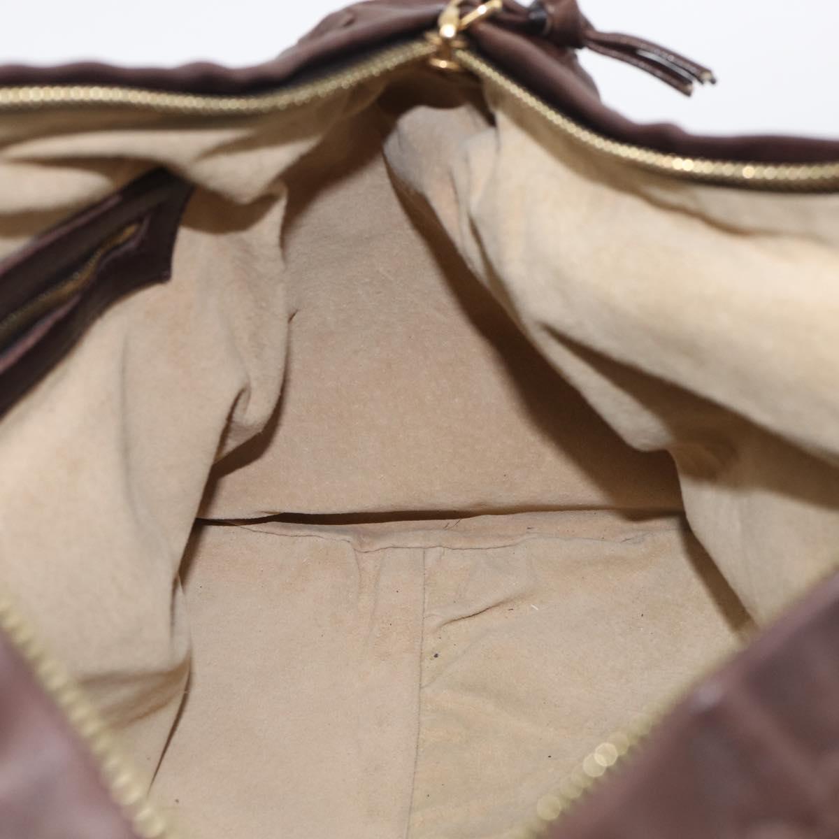 Bottega Veneta INTRECCIATO Hand Bag Leather Brown Gold 115659 Auth ka6935A