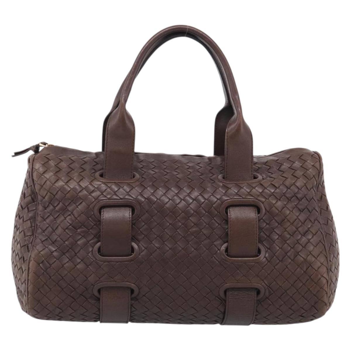 Bottega Veneta INTRECCIATO Hand Bag Leather Brown Gold 115659 Auth ka6935A