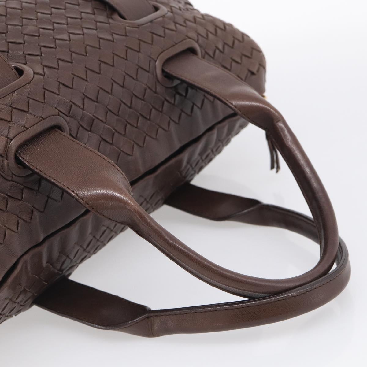 Bottega Veneta INTRECCIATO Hand Bag Leather Brown Gold 115659 Auth ka6935A