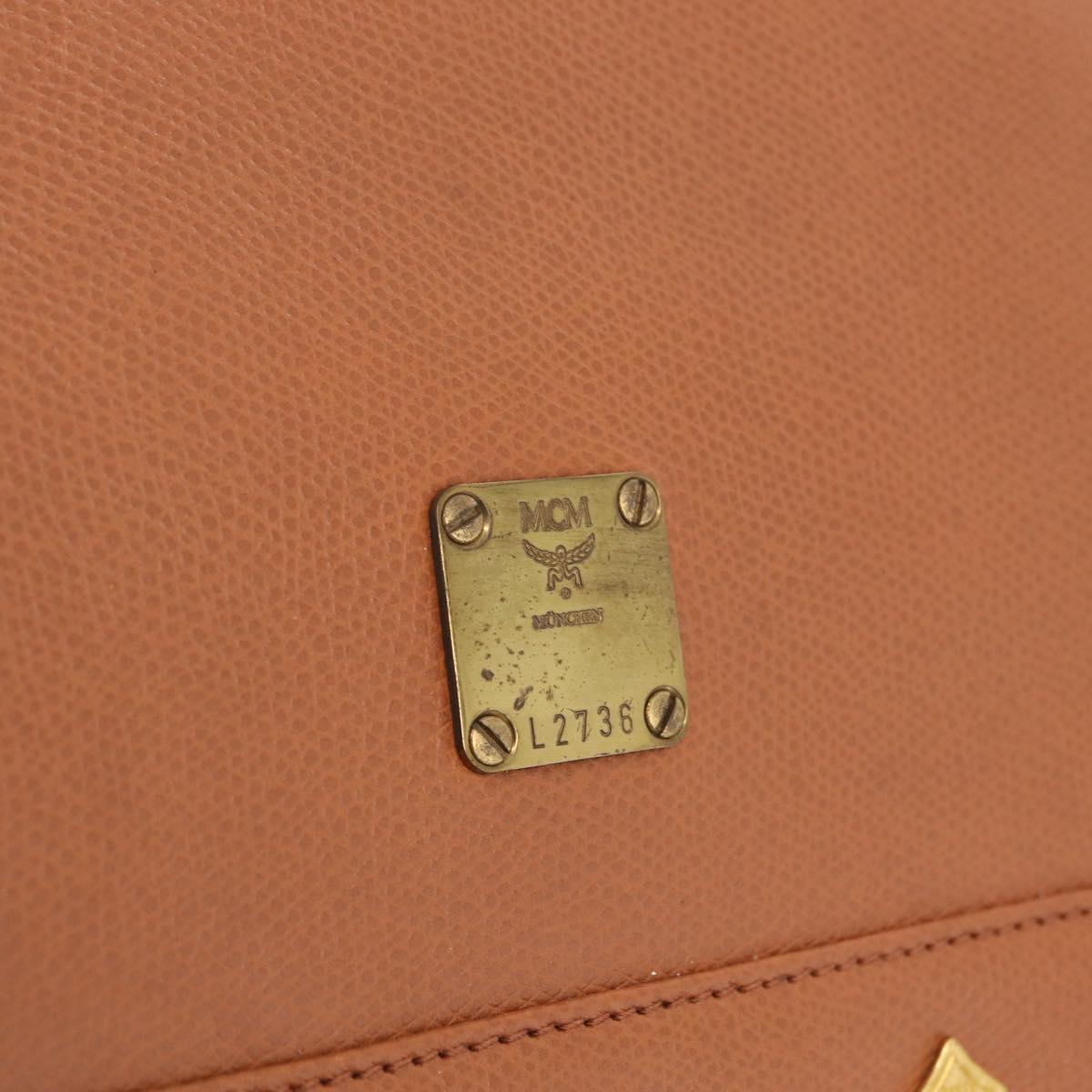 MCM Shoulder Bag Leather Brown Gold Auth ka6936