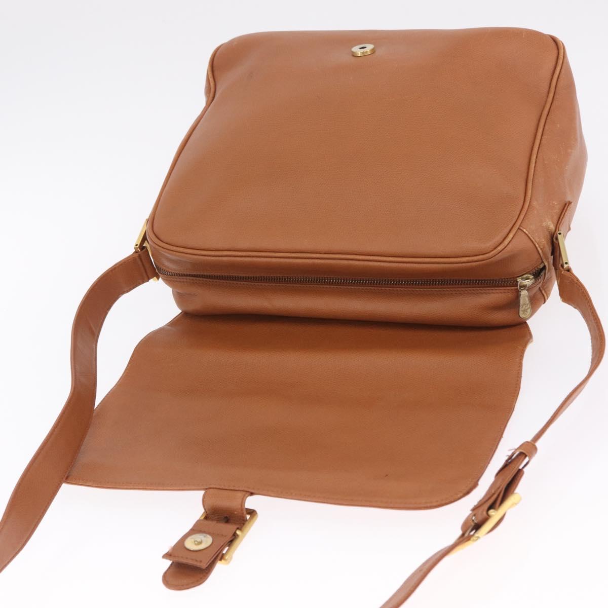 MCM Shoulder Bag Leather Brown Gold Auth ka6936