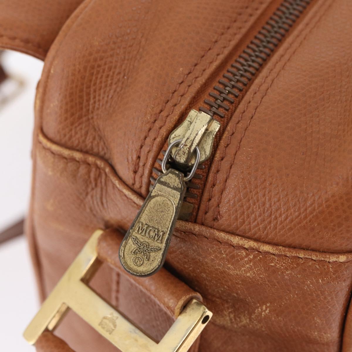 MCM Shoulder Bag Leather Brown Gold Auth ka6936