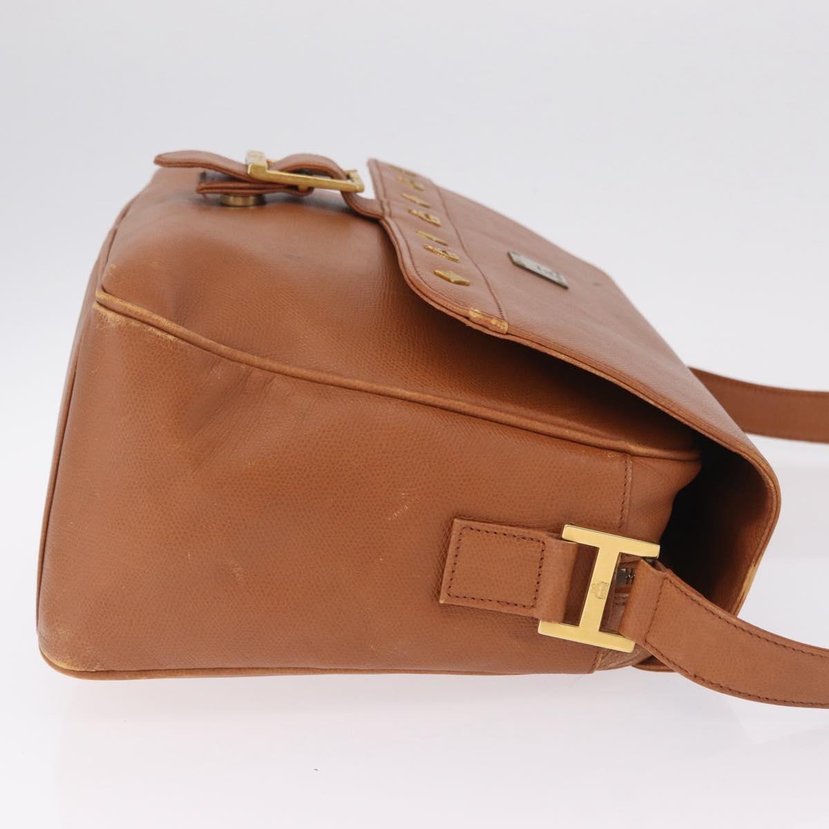 MCM Shoulder Bag Leather Brown Gold Auth ka6936