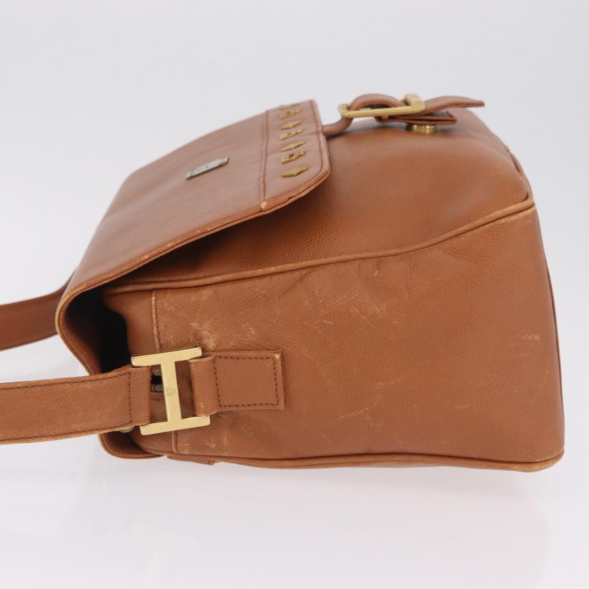 MCM Shoulder Bag Leather Brown Gold Auth ka6936