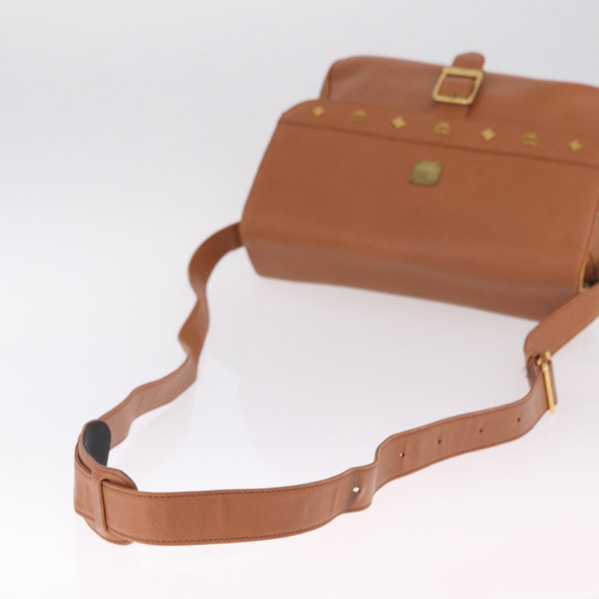 MCM Shoulder Bag Leather Brown Gold Auth ka6936