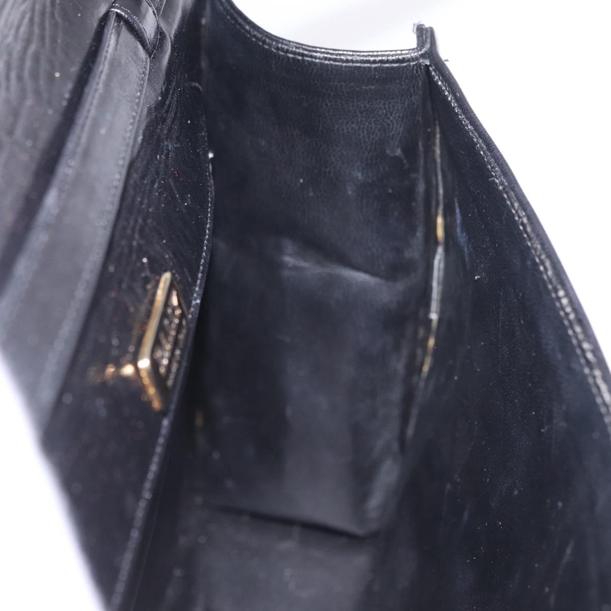 Bally Shoulder Bag Leather Black Gold Auth ka6937