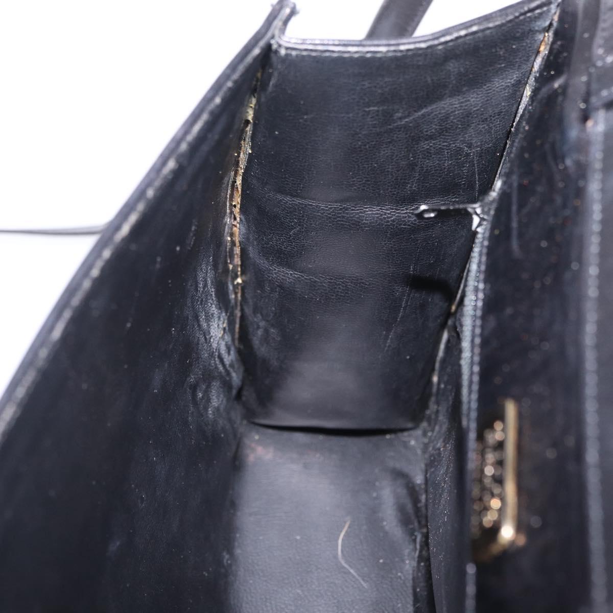 Bally Shoulder Bag Leather Black Gold Auth ka6937