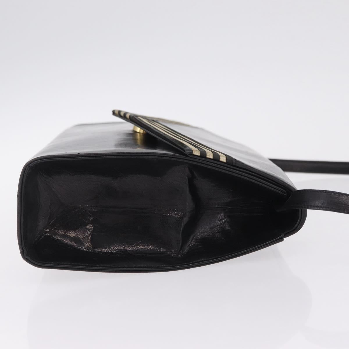 Bally Shoulder Bag Leather Black Gold Auth ka6937