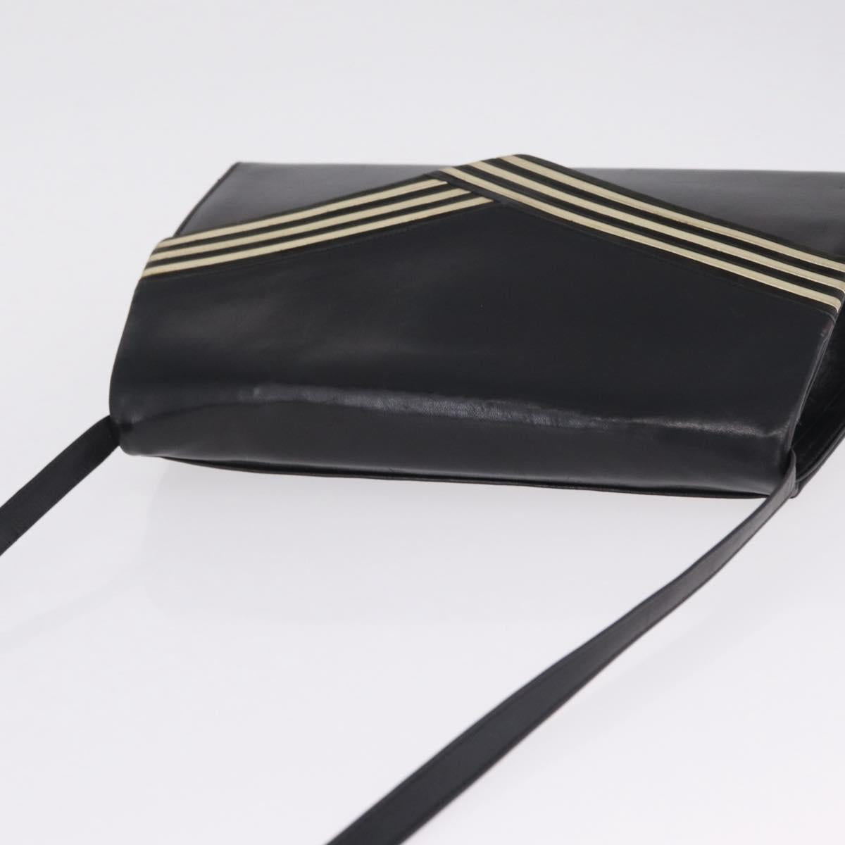 Bally Shoulder Bag Leather Black Gold Auth ka6937