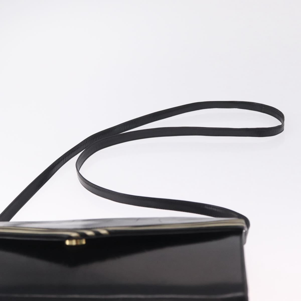 Bally Shoulder Bag Leather Black Gold Auth ka6937
