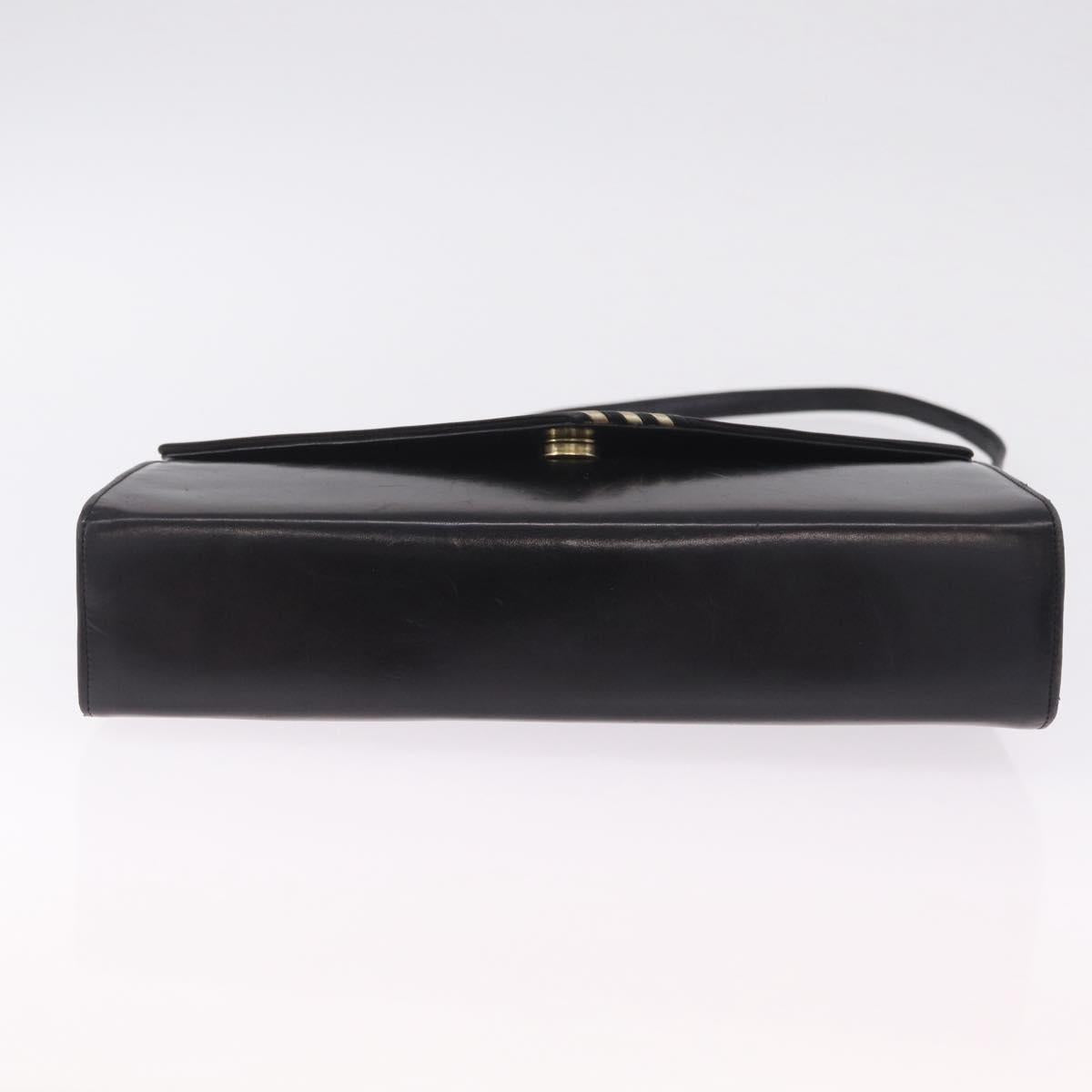 Bally Shoulder Bag Leather Black Gold Auth ka6937