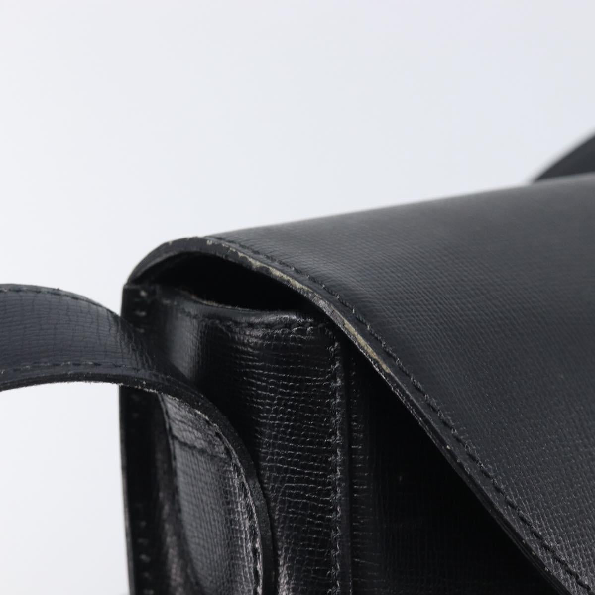 Christian Dior Shoulder Bag Leather Black Gold Auth ka6938