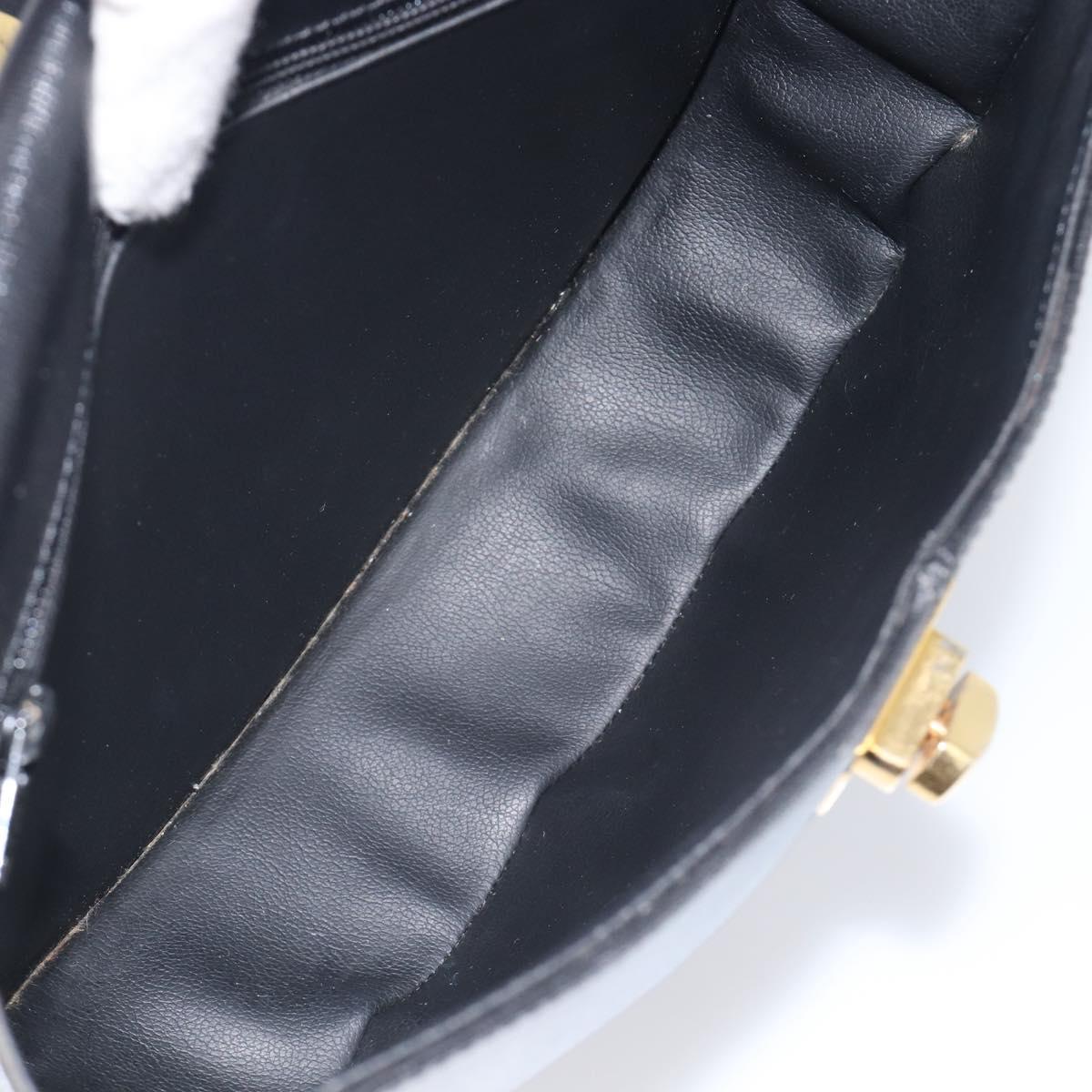 Christian Dior Shoulder Bag Leather Black Gold Auth ka6938