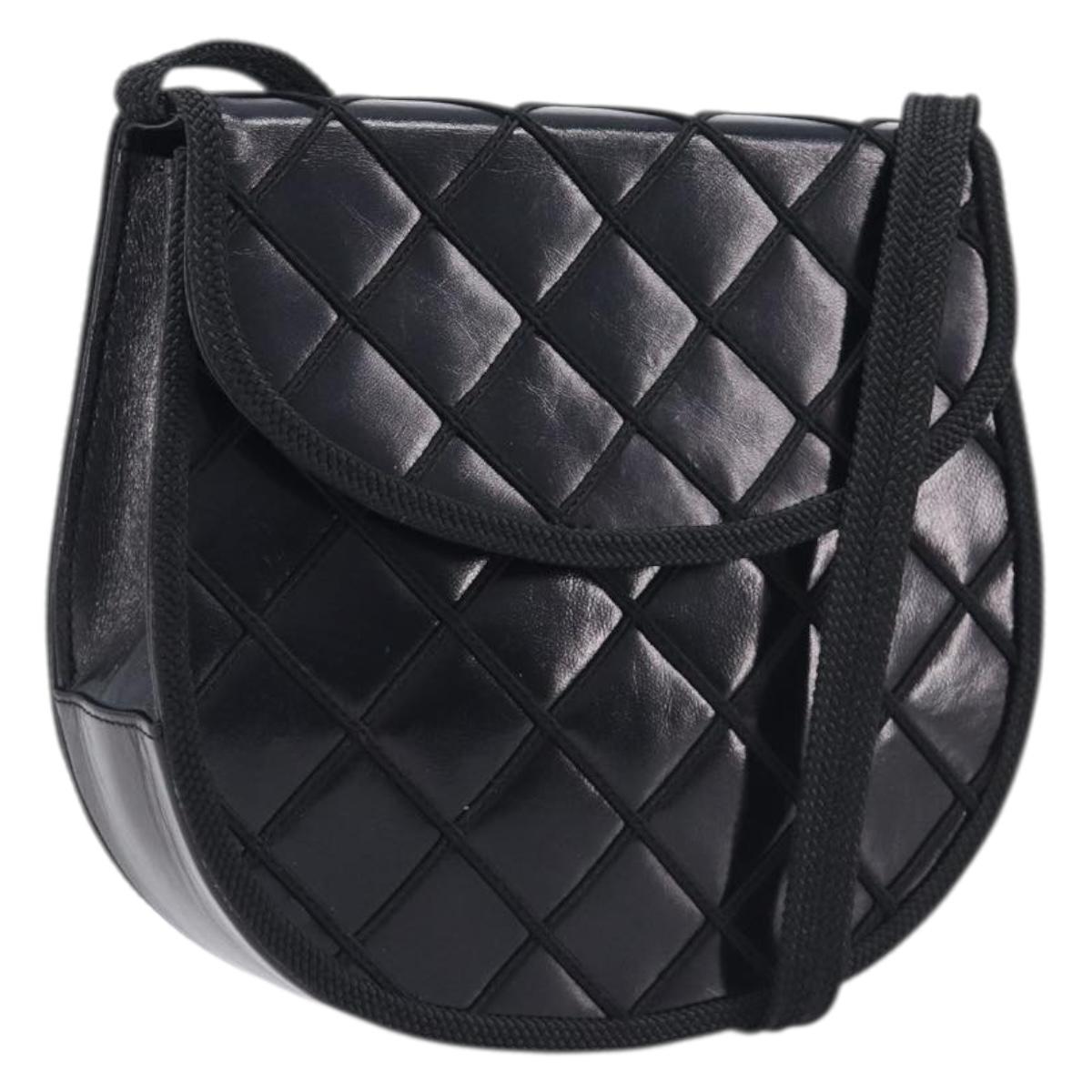 Saint Laurent Shoulder Bag Leather Black Gold Auth ka6939A