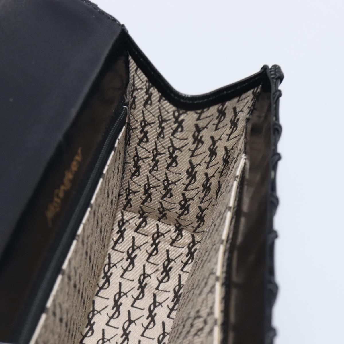 Saint Laurent Shoulder Bag Leather Black Gold Auth ka6939A