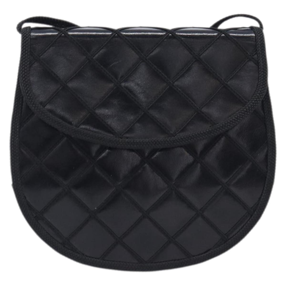 Saint Laurent Shoulder Bag Leather Black Gold Auth ka6939A