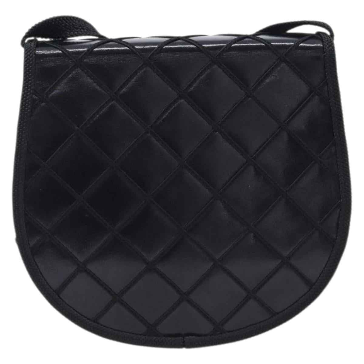 Saint Laurent Shoulder Bag Leather Black Gold Auth ka6939A