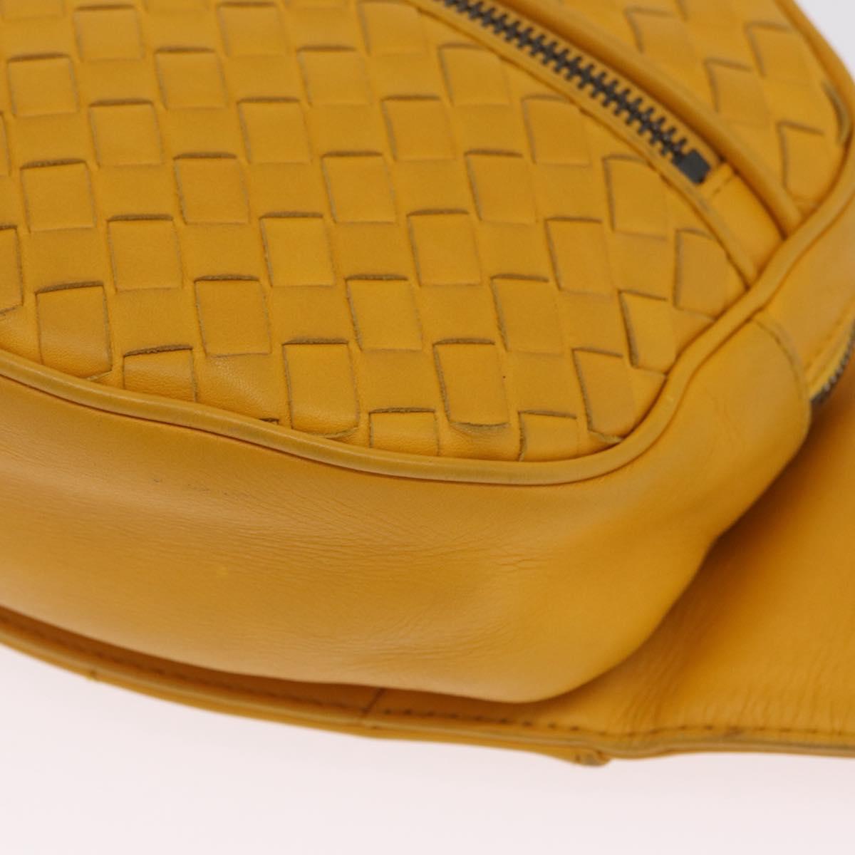 Bottega Veneta MAXI INTRECCIATO Waist Bag Leather Yellow Auth ka6940A