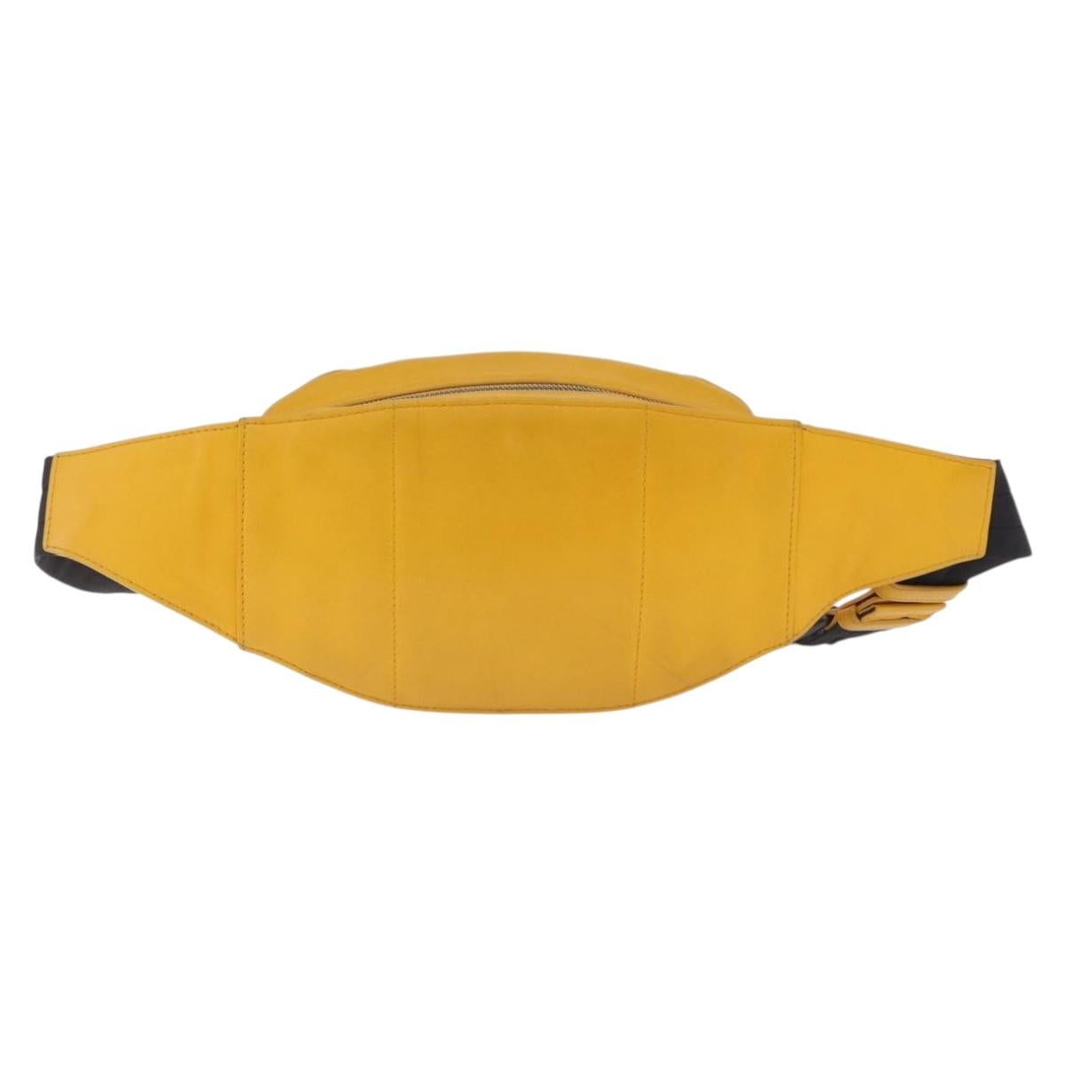 Bottega Veneta MAXI INTRECCIATO Waist Bag Leather Yellow Auth ka6940A
