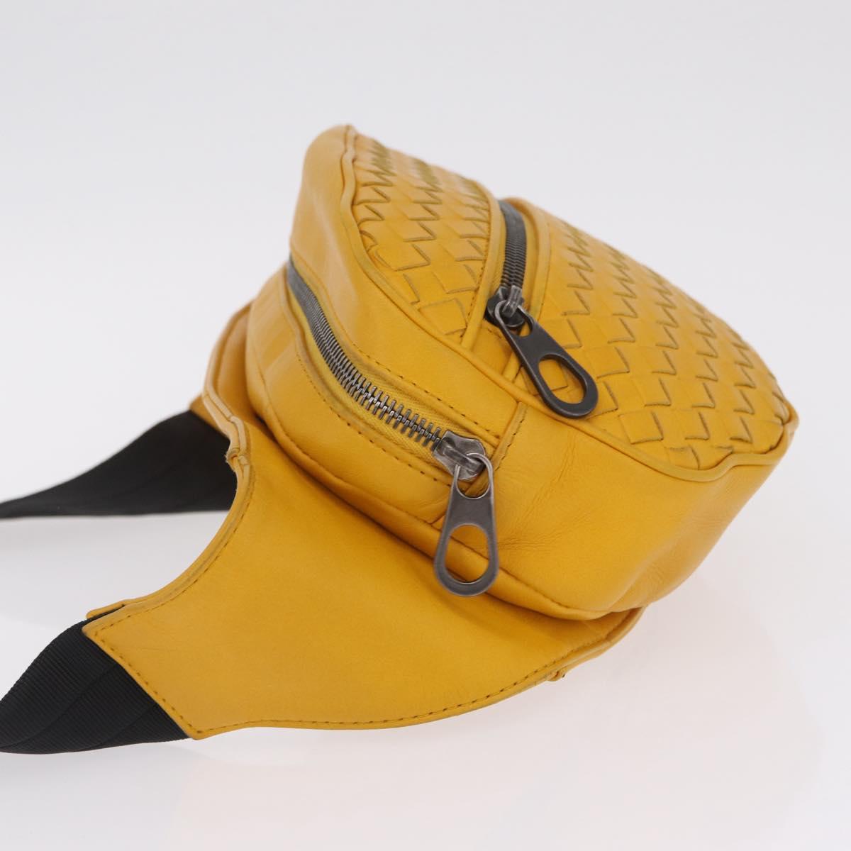 Bottega Veneta MAXI INTRECCIATO Waist Bag Leather Yellow Auth ka6940A
