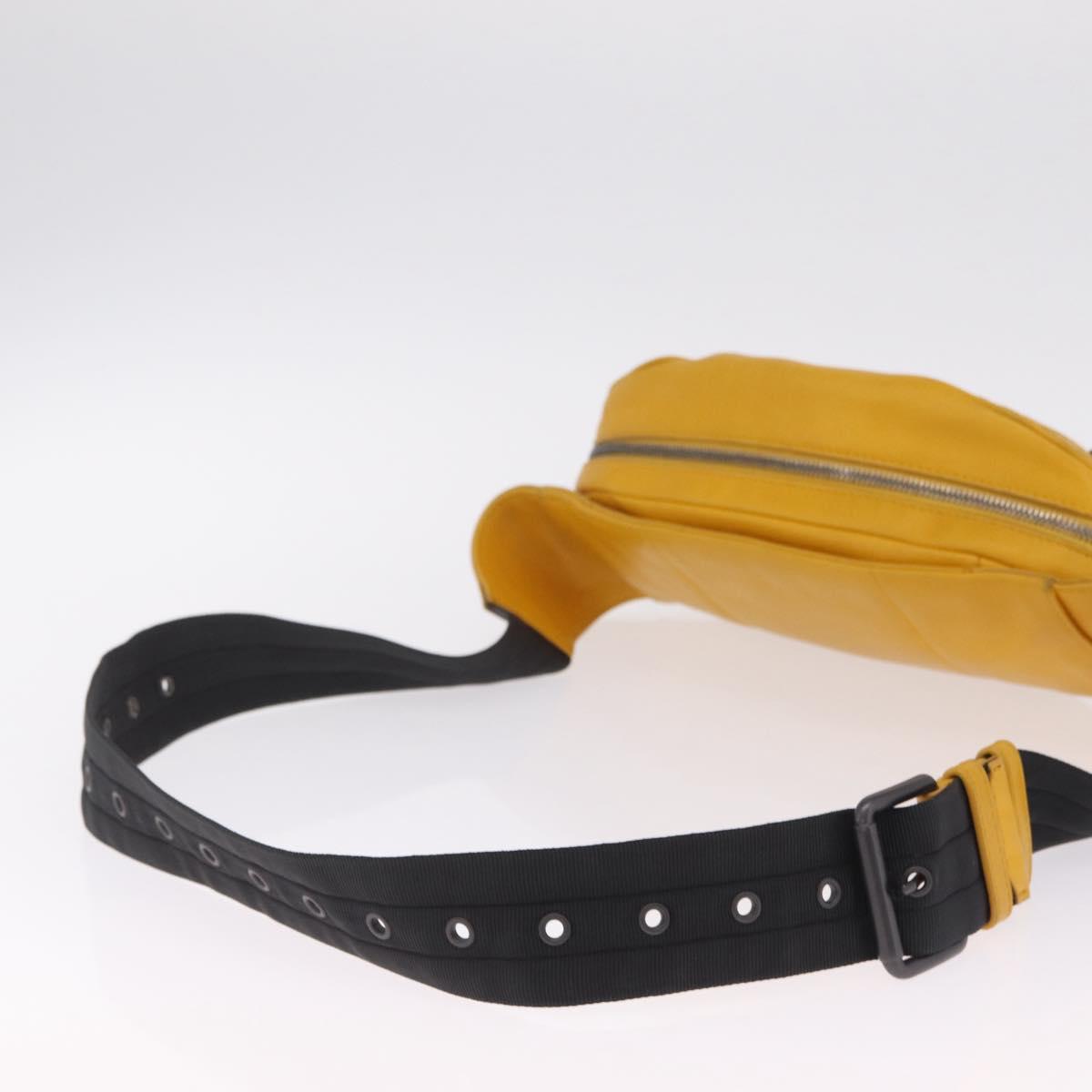 Bottega Veneta MAXI INTRECCIATO Waist Bag Leather Yellow Auth ka6940A
