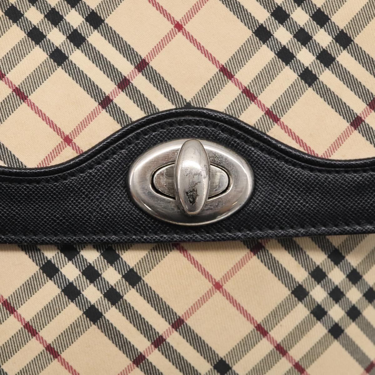 BURBERRY Nova Check Shoulder Bag Canvas Beige Silver Auth ka6942