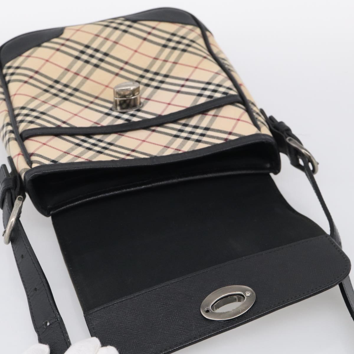 BURBERRY Nova Check Shoulder Bag Canvas Beige Silver Auth ka6942
