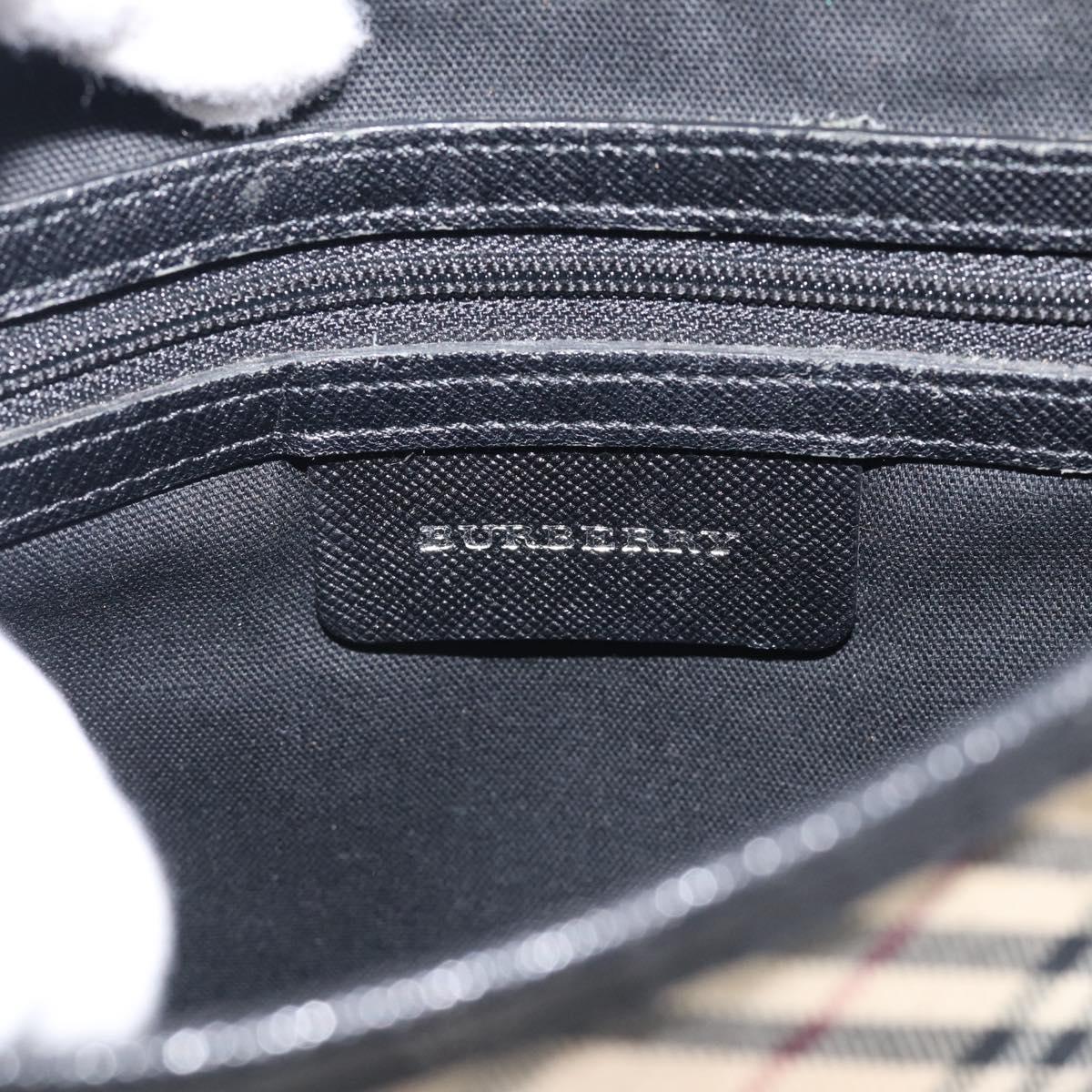 BURBERRY Nova Check Shoulder Bag Canvas Beige Silver Auth ka6942