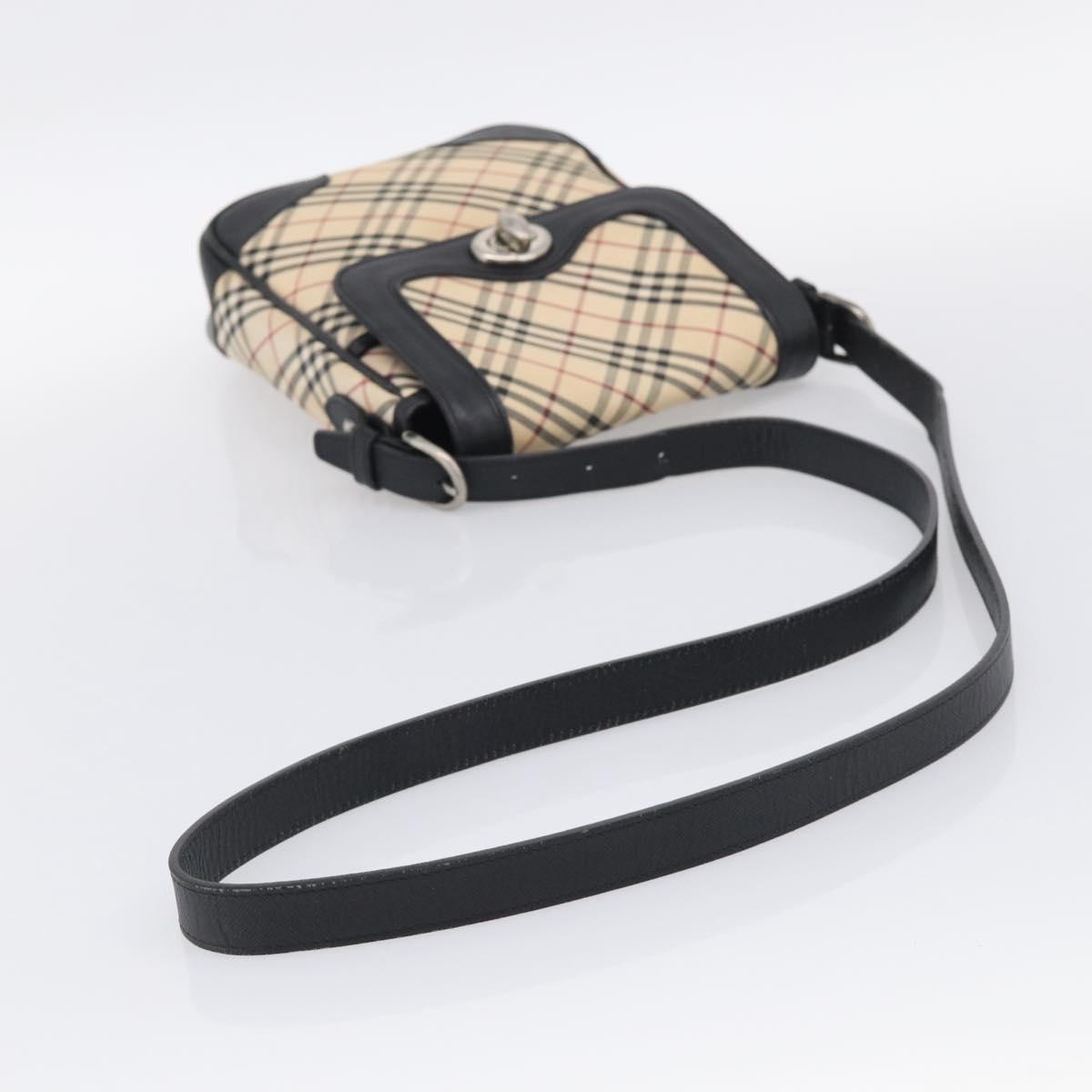BURBERRY Nova Check Shoulder Bag Canvas Beige Silver Auth ka6942