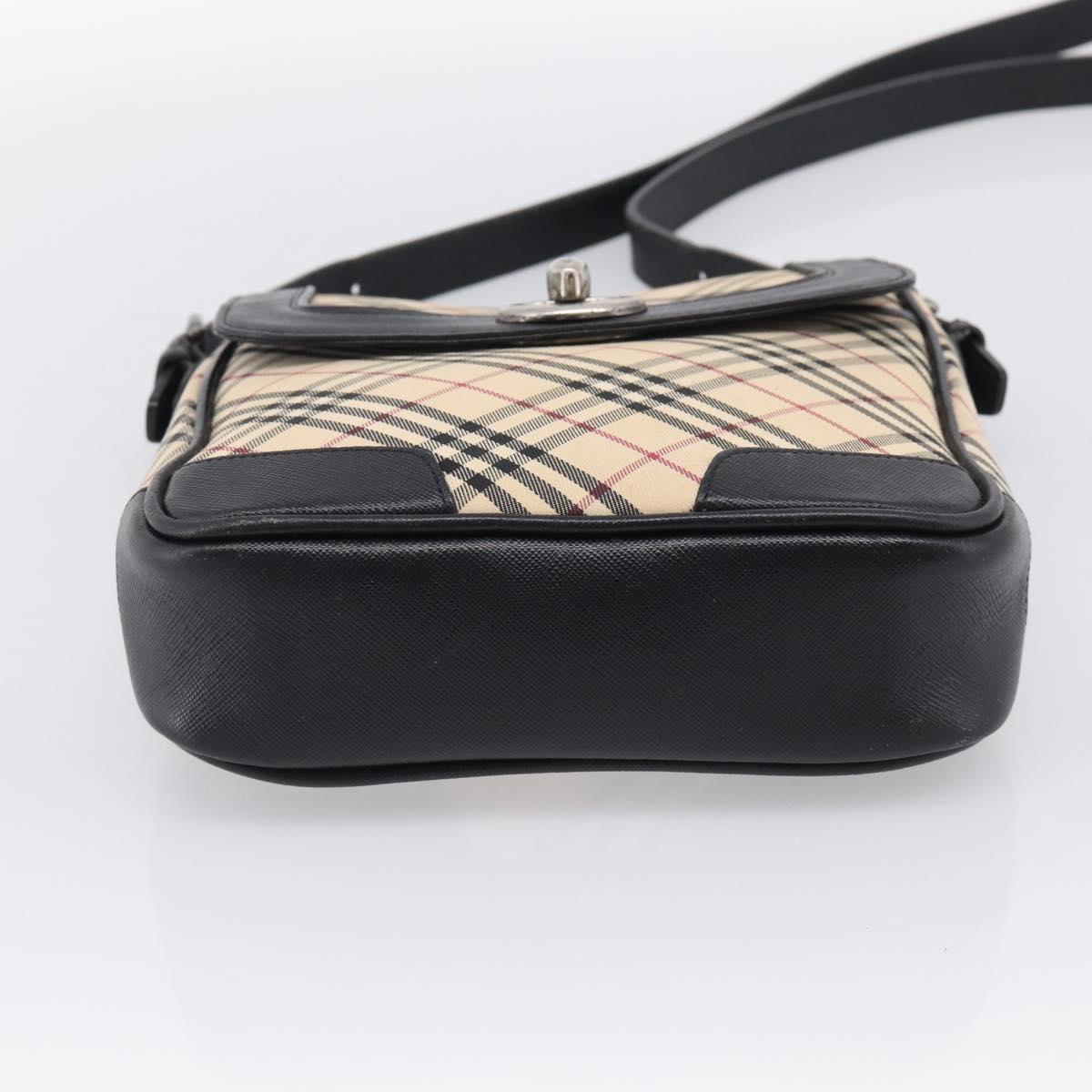 BURBERRY Nova Check Shoulder Bag Canvas Beige Silver Auth ka6942