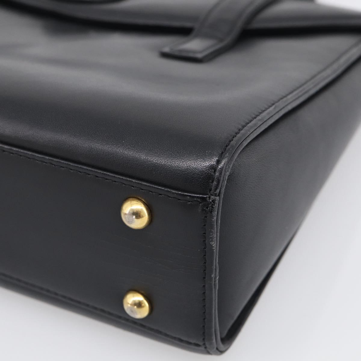 GIVENCHY Hand Bag Leather Black Gold Auth ka6943