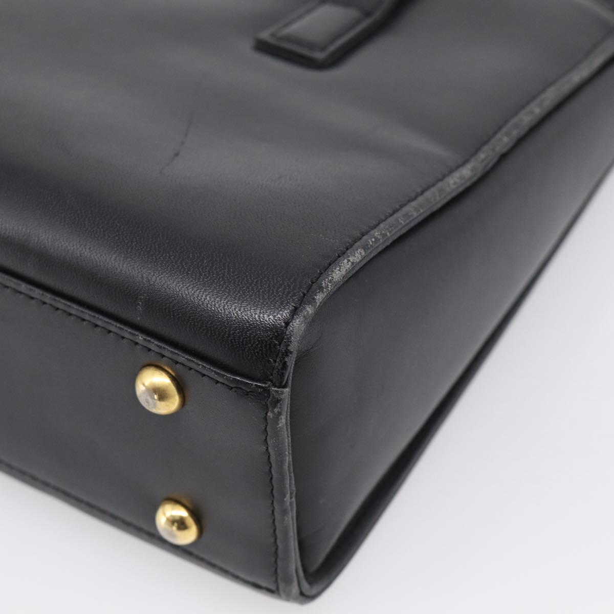 GIVENCHY Hand Bag Leather Black Gold Auth ka6943