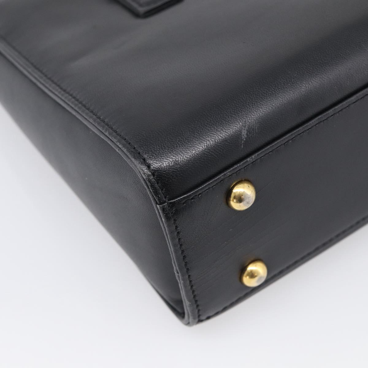 GIVENCHY Hand Bag Leather Black Gold Auth ka6943