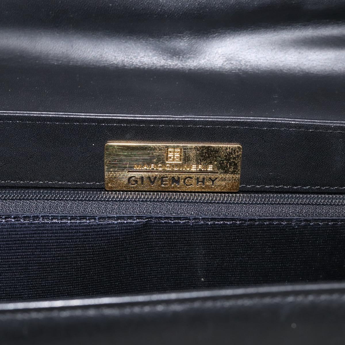 GIVENCHY Hand Bag Leather Black Gold Auth ka6943