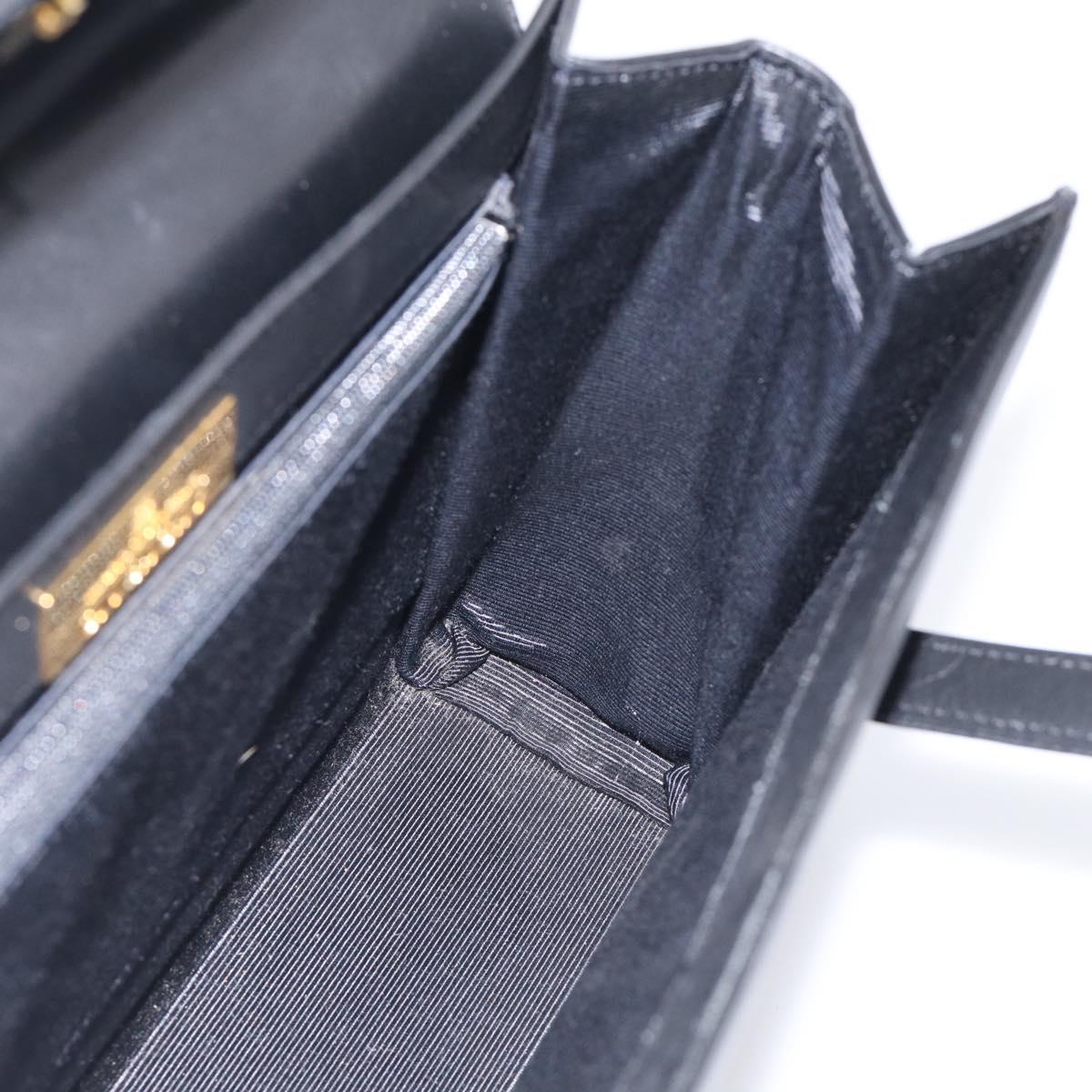 GIVENCHY Hand Bag Leather Black Gold Auth ka6943