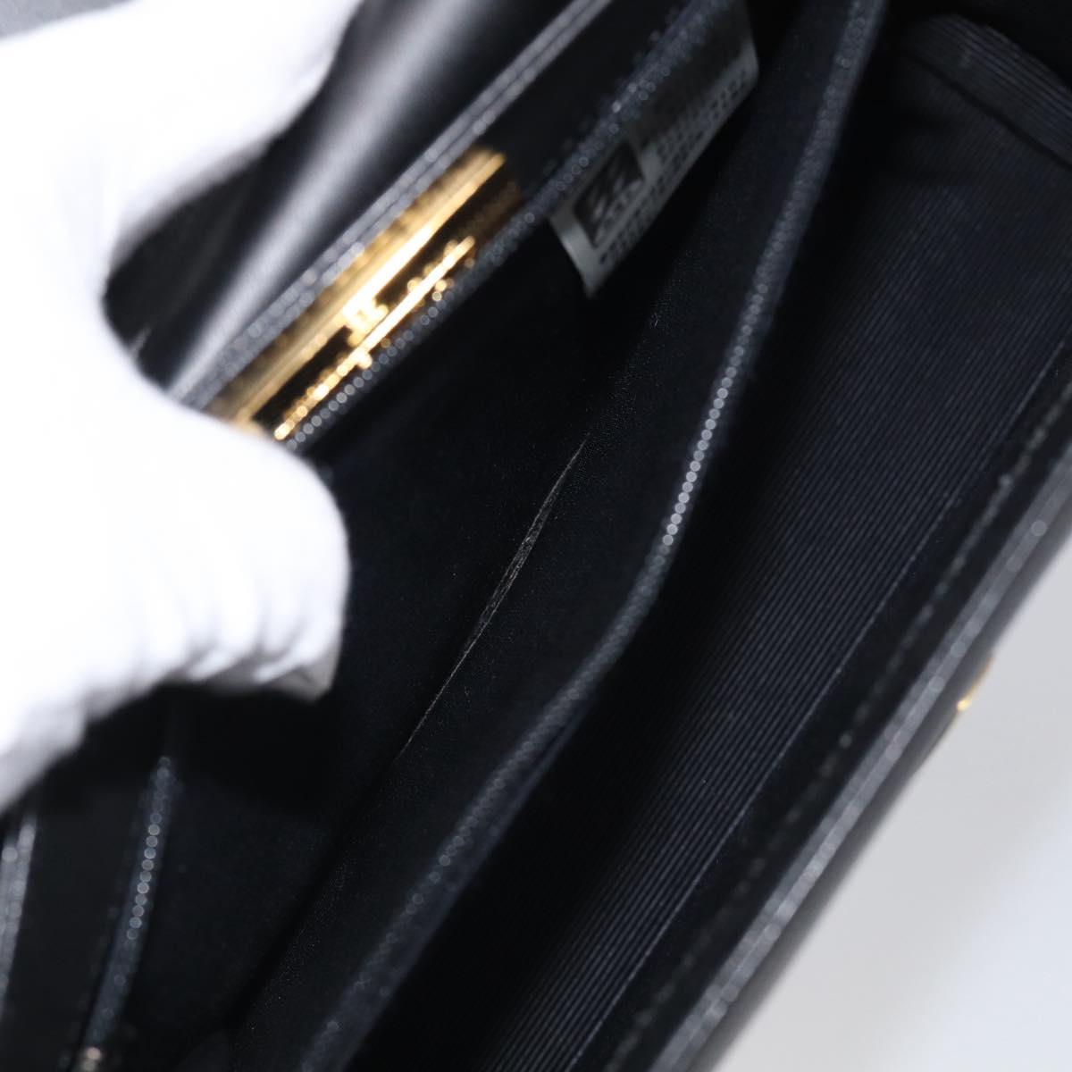 GIVENCHY Hand Bag Leather Black Gold Auth ka6943