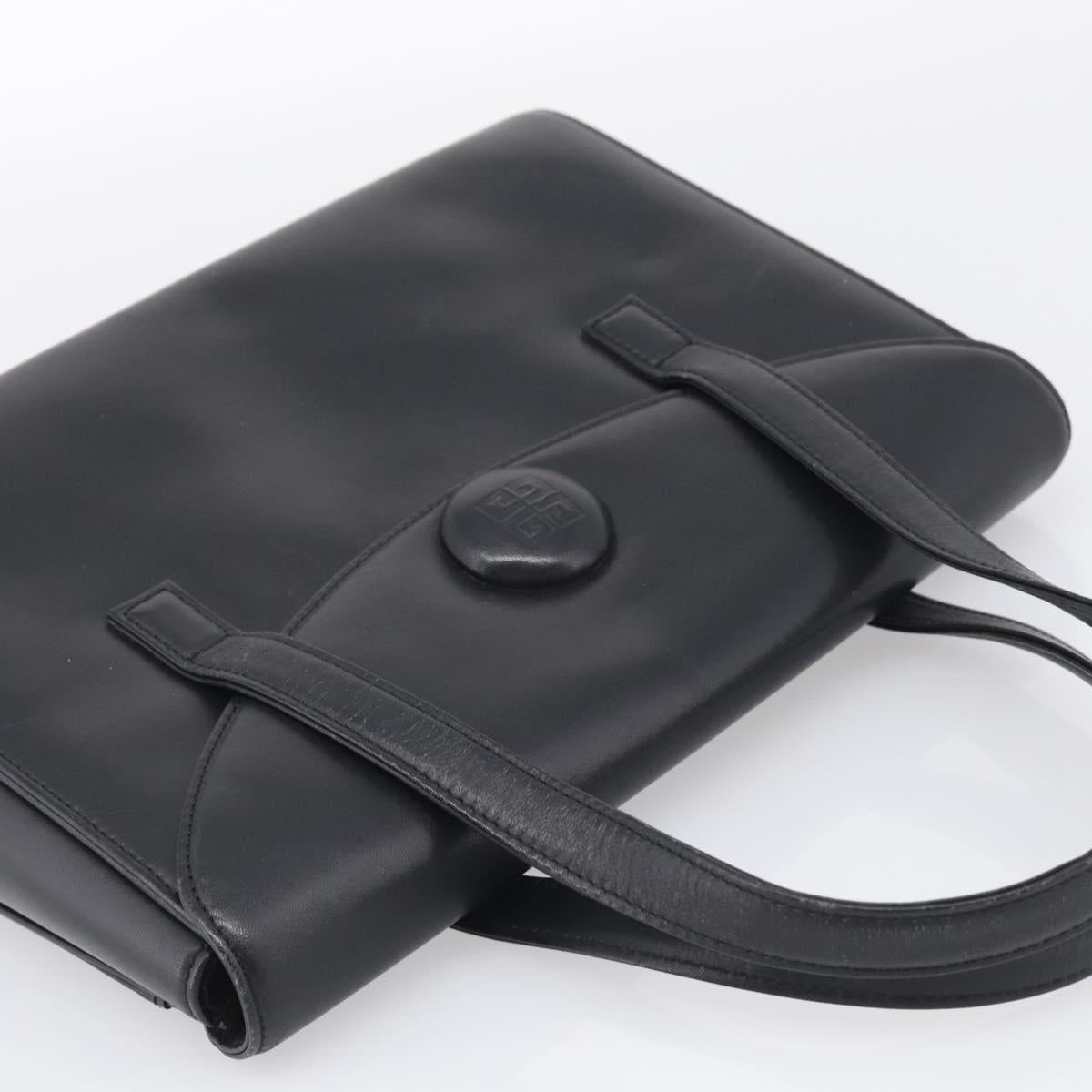 GIVENCHY Hand Bag Leather Black Gold Auth ka6943