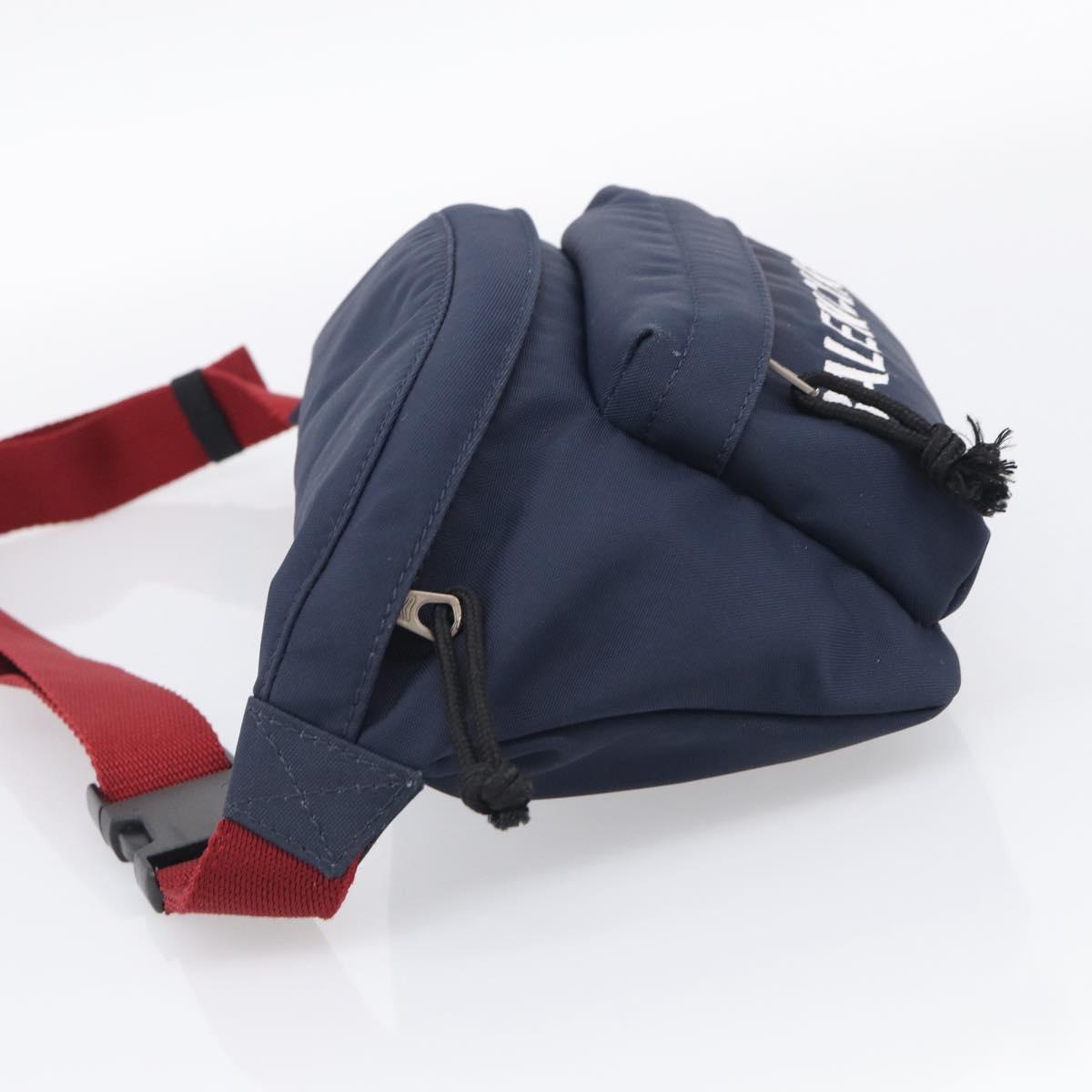 Balenciaga Waist Bag Nylon Navy Silver 533009 Auth ka6945