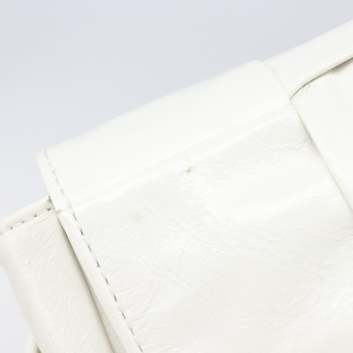 Bottega Veneta MAXI INTRECCIATO Cassette Waist Bag Leather White Auth ka6946V
