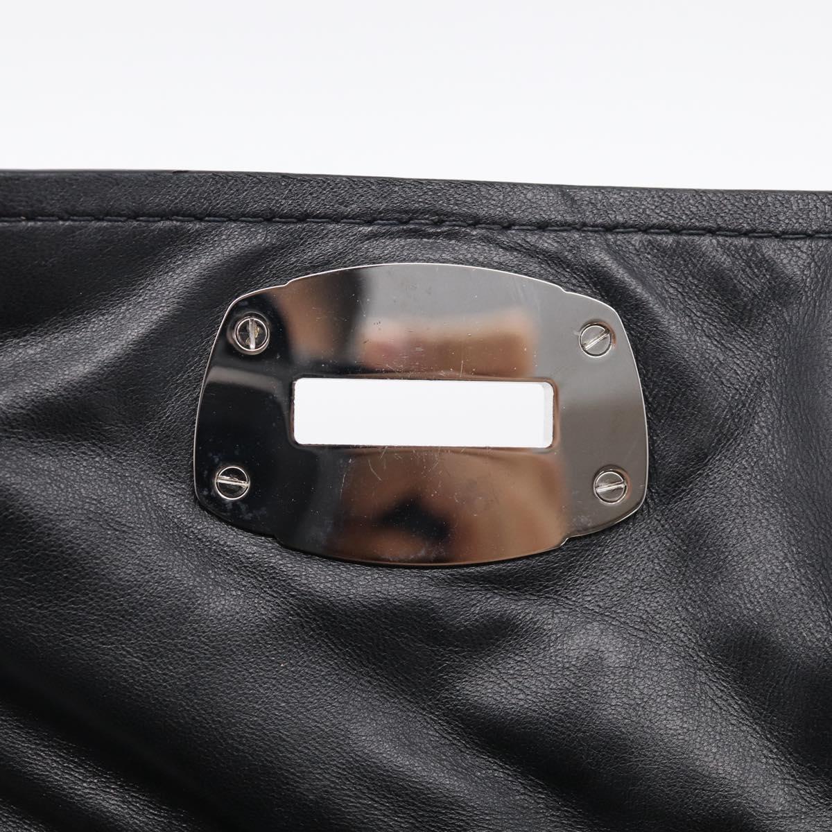Miu Miu Matelasse Chain Shoulder Bag Leather Black Silver Auth ka6947V