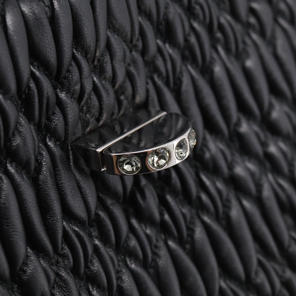 Miu Miu Matelasse Chain Shoulder Bag Leather Black Silver Auth ka6947V
