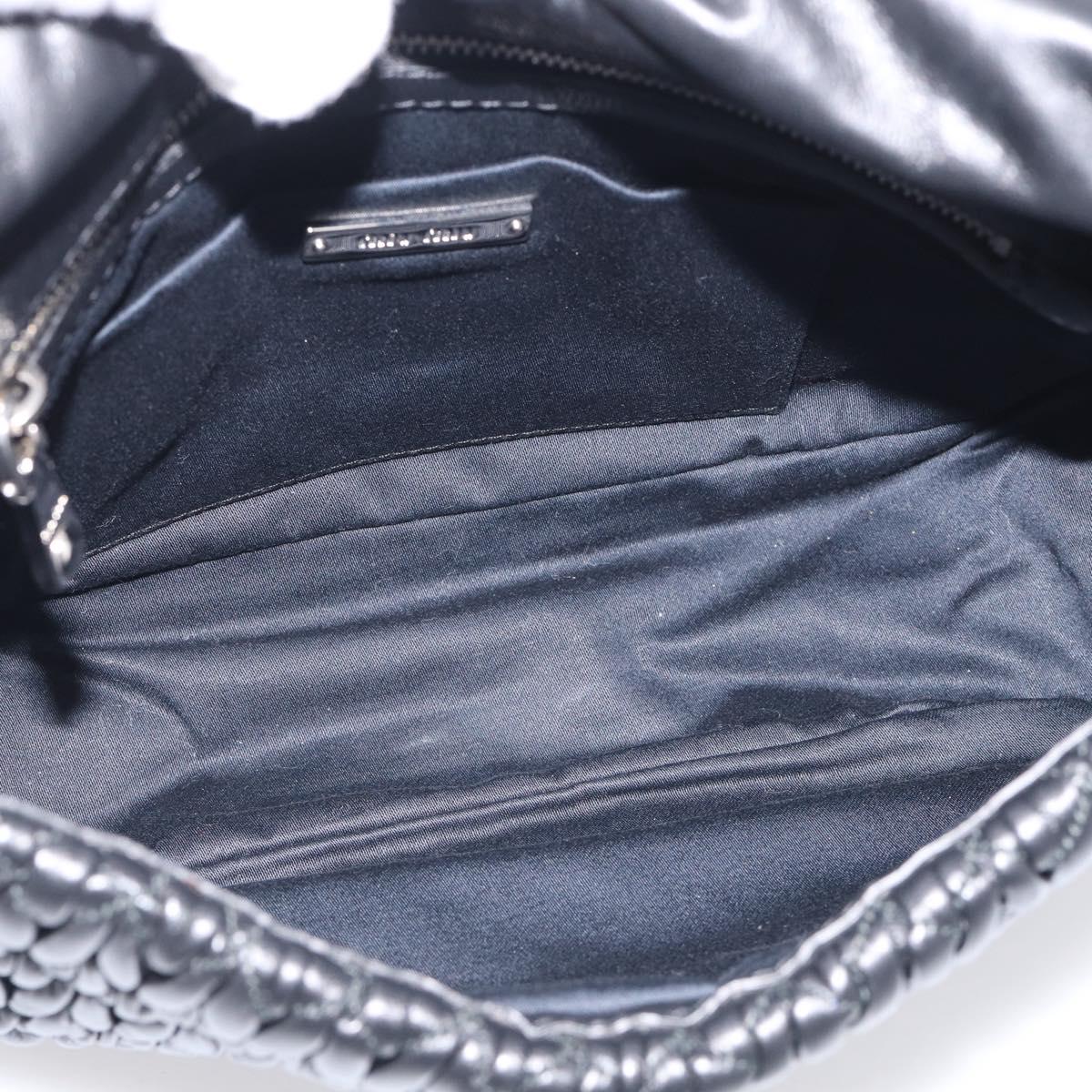 Miu Miu Matelasse Chain Shoulder Bag Leather Black Silver Auth ka6947V
