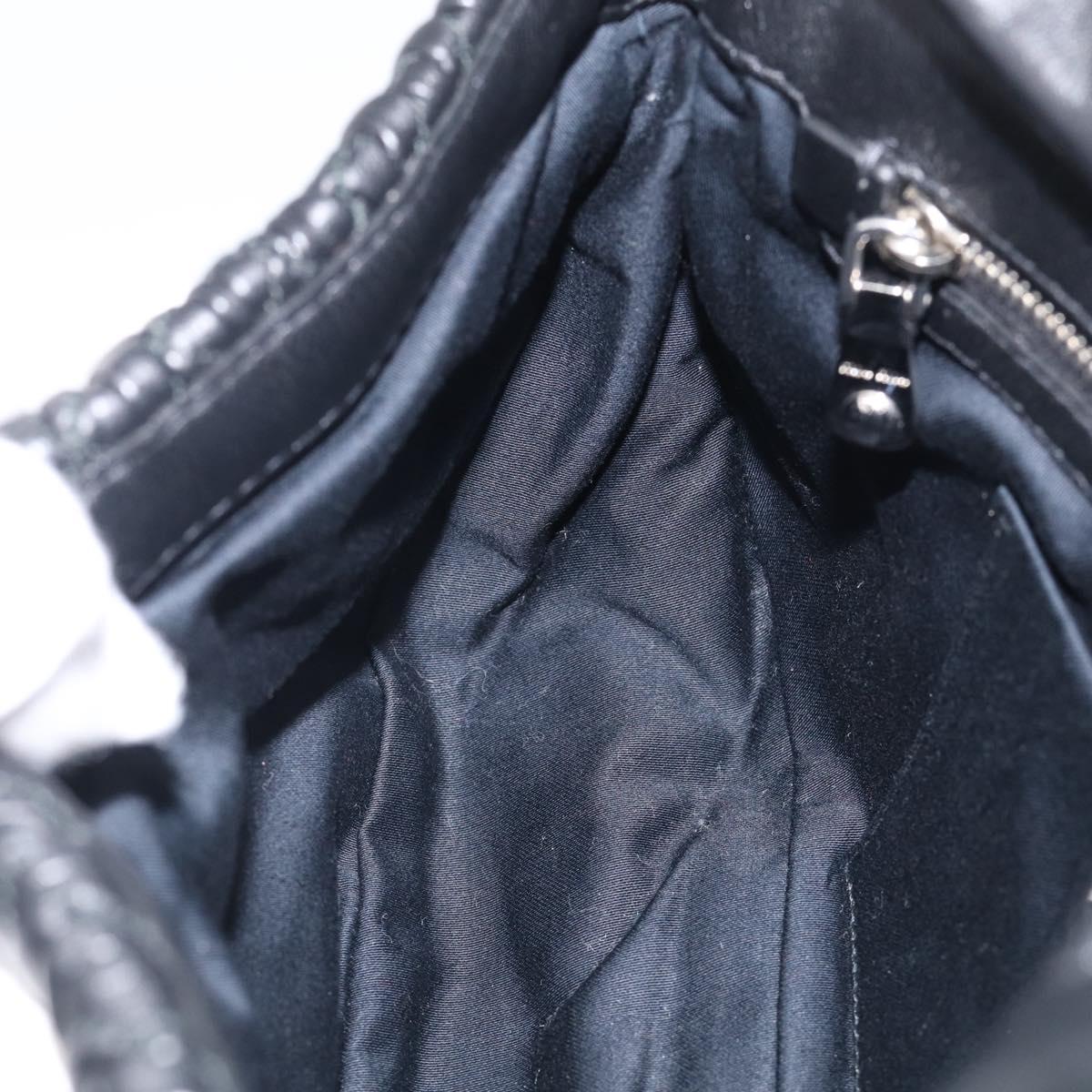 Miu Miu Matelasse Chain Shoulder Bag Leather Black Silver Auth ka6947V