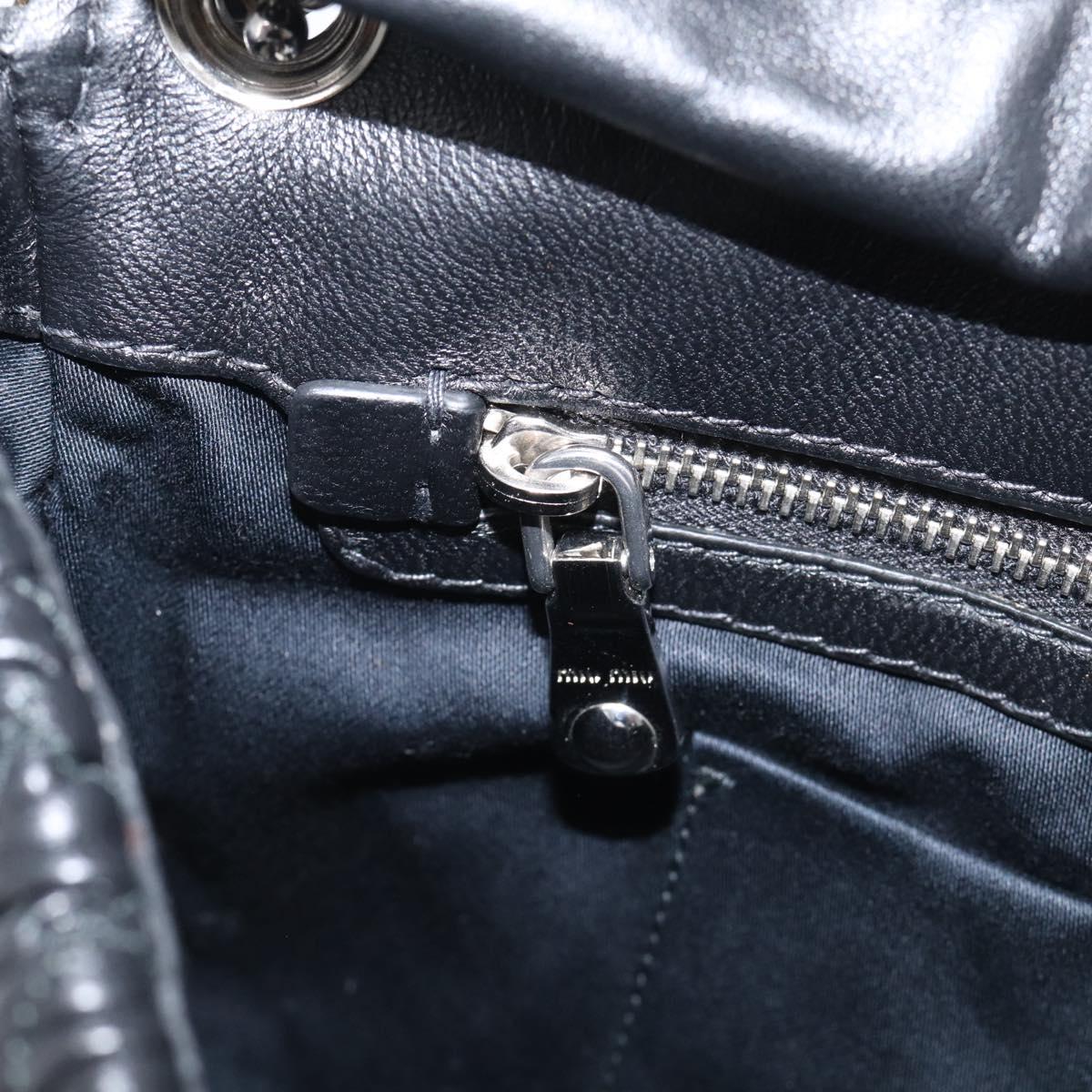 Miu Miu Matelasse Chain Shoulder Bag Leather Black Silver Auth ka6947V